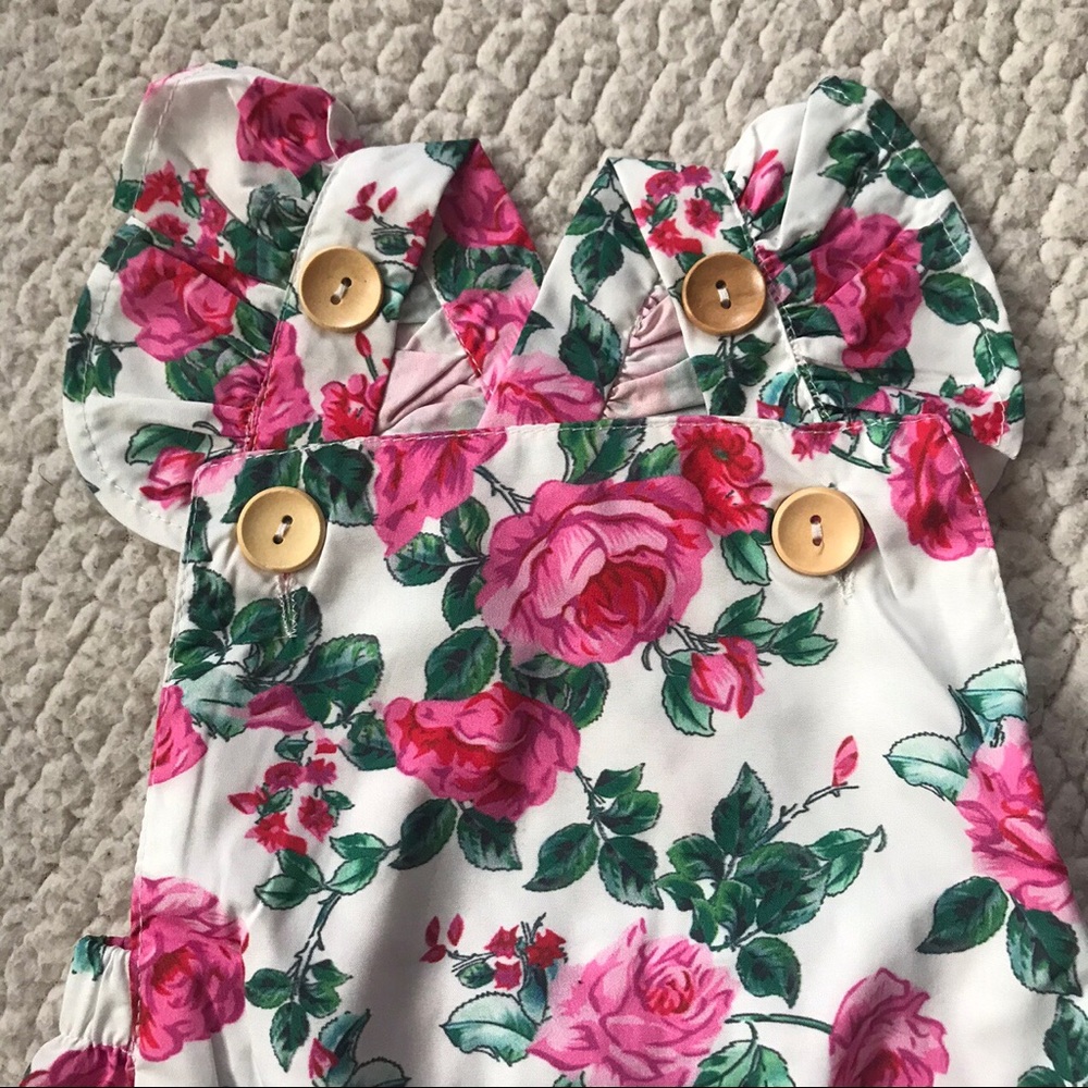 Pink and White Floral Onesie - Picture 2 of 4